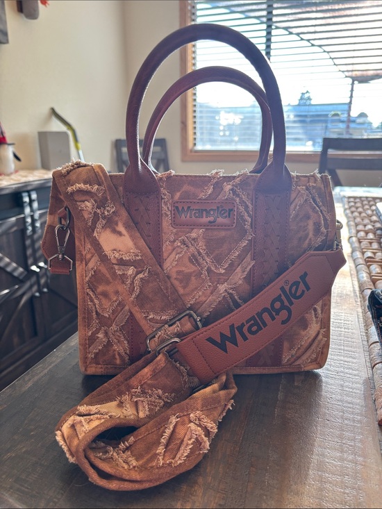 Wrangler Handbags - Wrangler Brown Distressed Crossbody Tote with Logo Strap